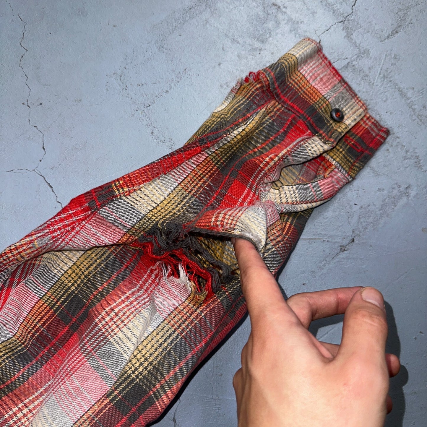 VTG Big Mac JC Penny Thick 100% Cotton Flannel Work Shirt M 70s Plaid Thrashed