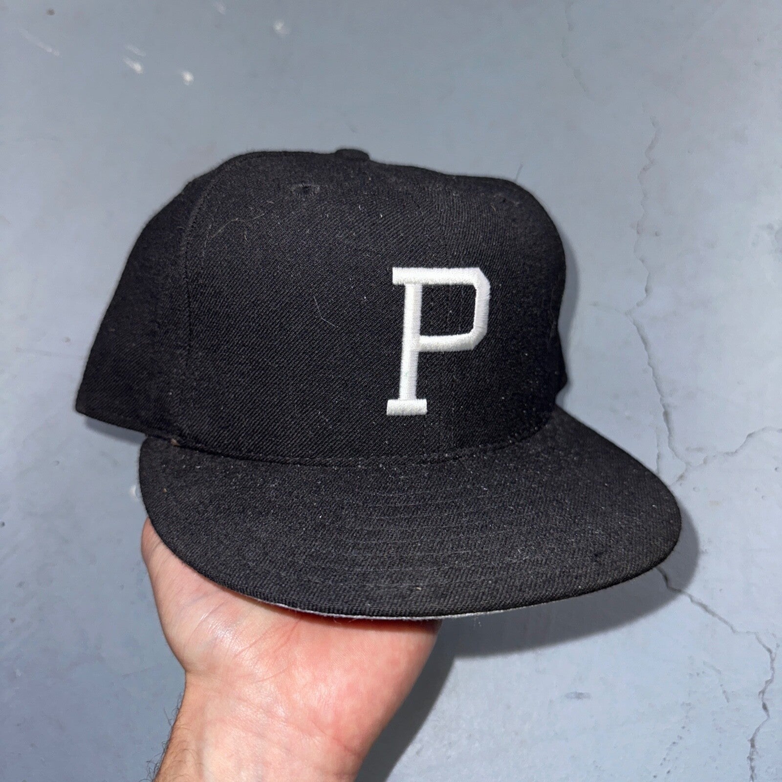 VTG P Pittsburgh Pirates Hat Cap Men Black New Era Pro Model 80s USA Green Bill