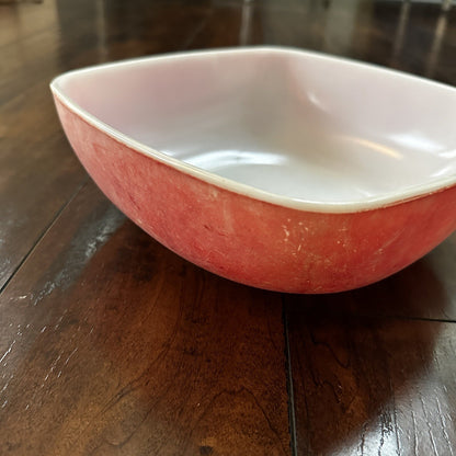VTG RED PYREX 2.5 QT SQUARE CASSEROLE DISH 625B-025 Faded AMAZING