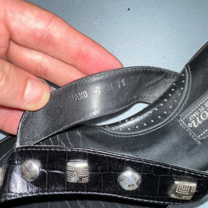 Brighton Womens Black Thong Sandals Size 8 Cute Y2K Made in Italy