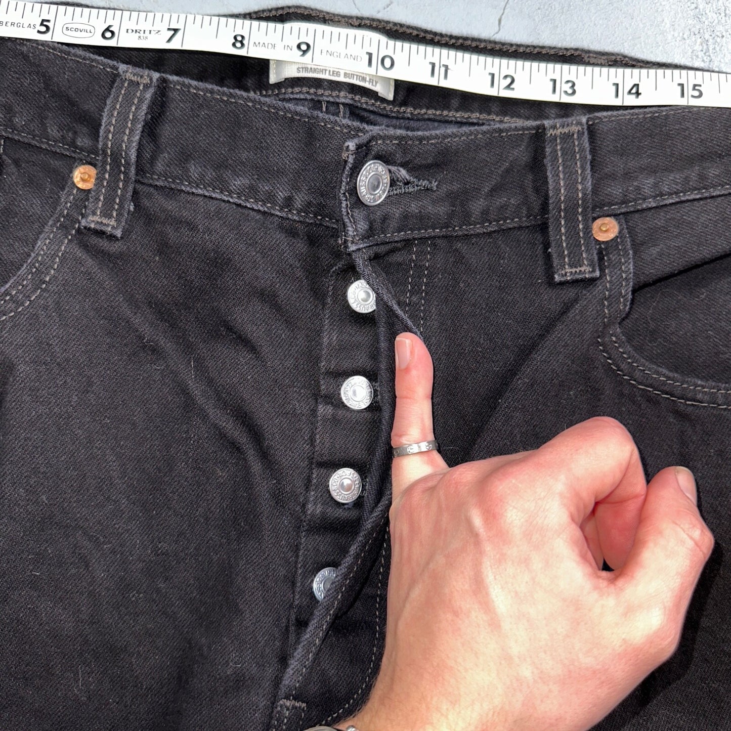 Levis 501 Vintage Y2K Mexico XX Straight Leg Jeans Black Dark Wash 38x30