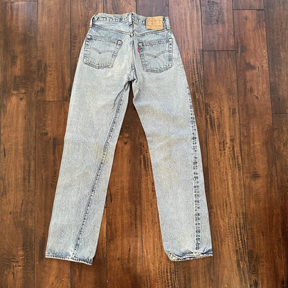 Levis Vintage 80s Redline Selvedge USA 501 XX Jeans 66 30x36 Light Wash Ac 26x31