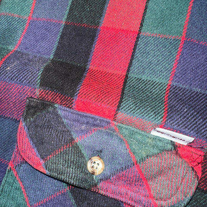 Carhartt Shirt Mens 2XL Red Buffalo Plaid Button Down Long Sleeve Distressed