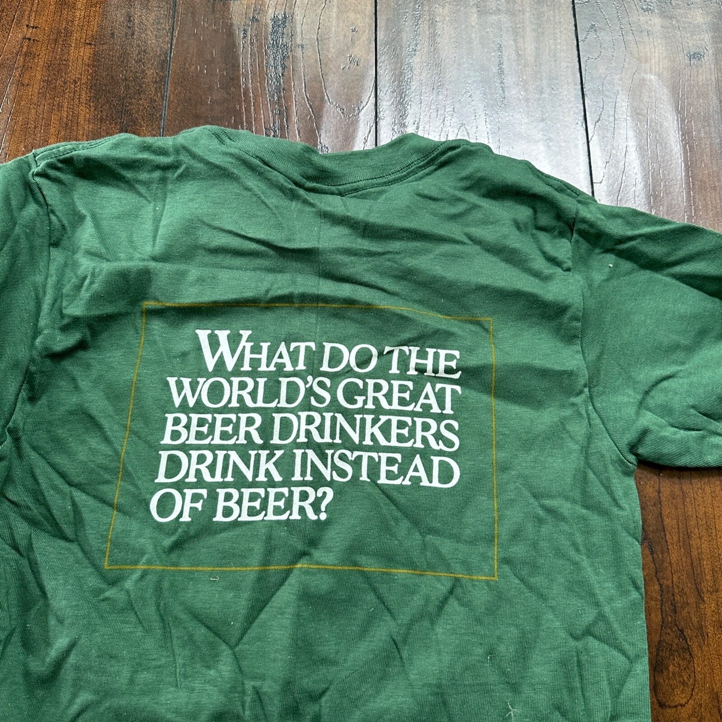 Weinhards ALE VTG T Shirt Long Sleeve Green USA Small Beer Original Hog Drinking