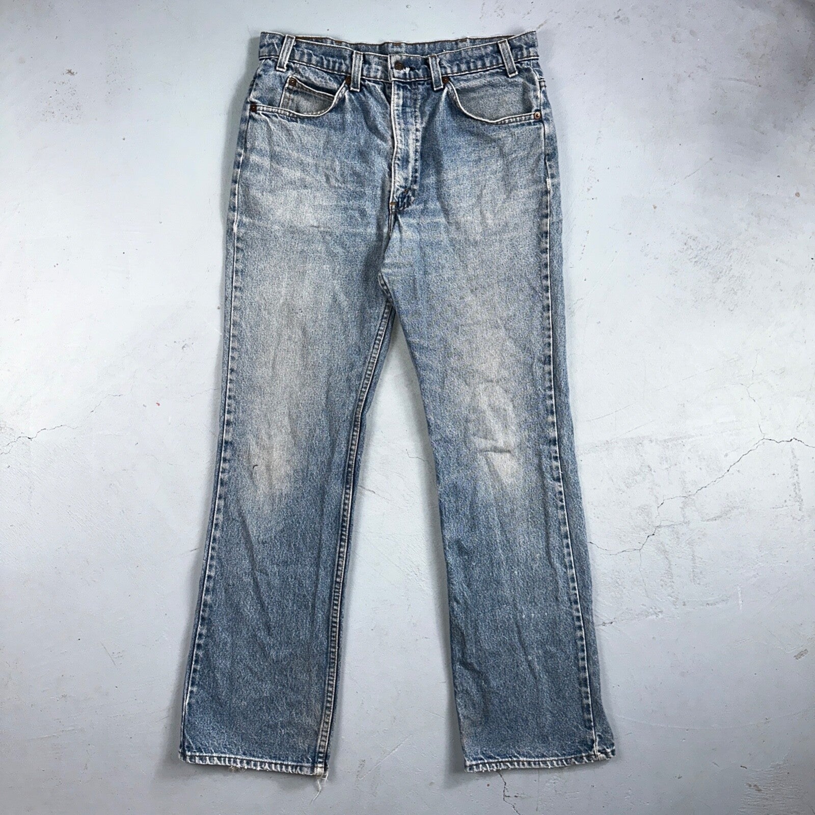 Levis 517 Vintage 80s USA Boot Cut Leg Jeans Light Wash Orange Tab Act 32x30