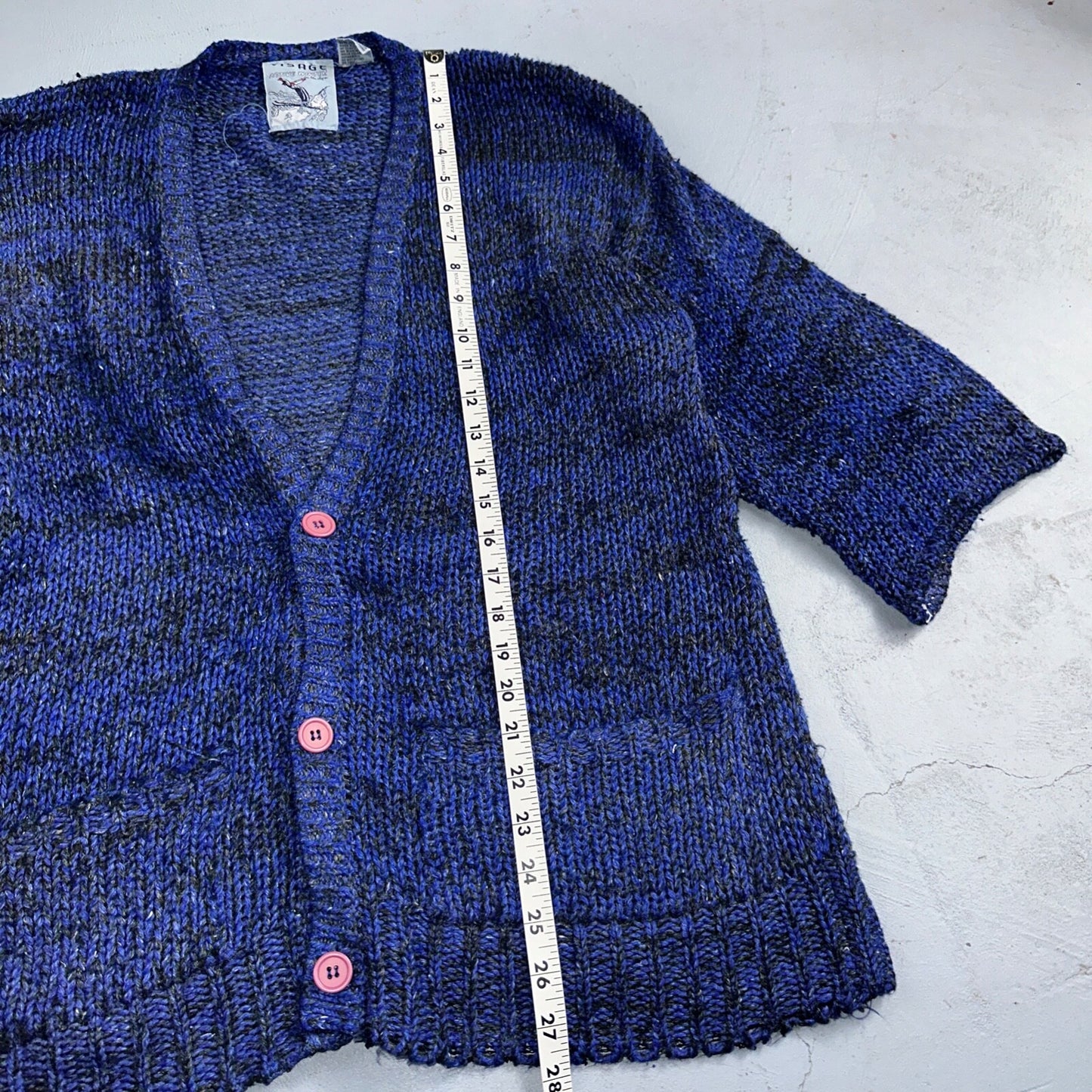 Visage Winter Womans Cardigan Knit Sweater Cozy 80s Active Winter Ramie Purple