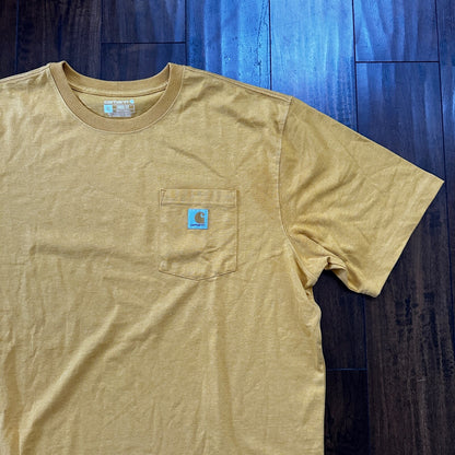 Carhartt T Shirt Original Fit XL K87 Y12 Gold Heather Chest Pocket Short Sleeve
