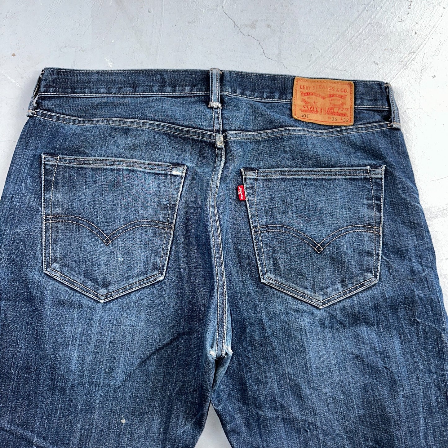 Levis 501 Y2K XX Straight Leg Jeans Blue VTG Whiskers Wash 36x32 Act 36x30