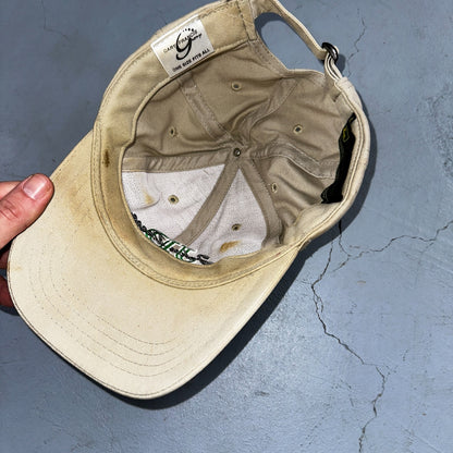 John Deere VTG Hat Cap Snapback Yellow Stained Tractor Fun Farmer Used