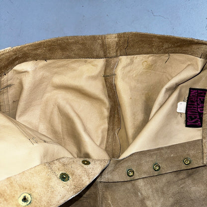Vintage 1960s Leather Pants 28 Wide Leg Brown Rockabilly 60s Cowboy Suede 27x30