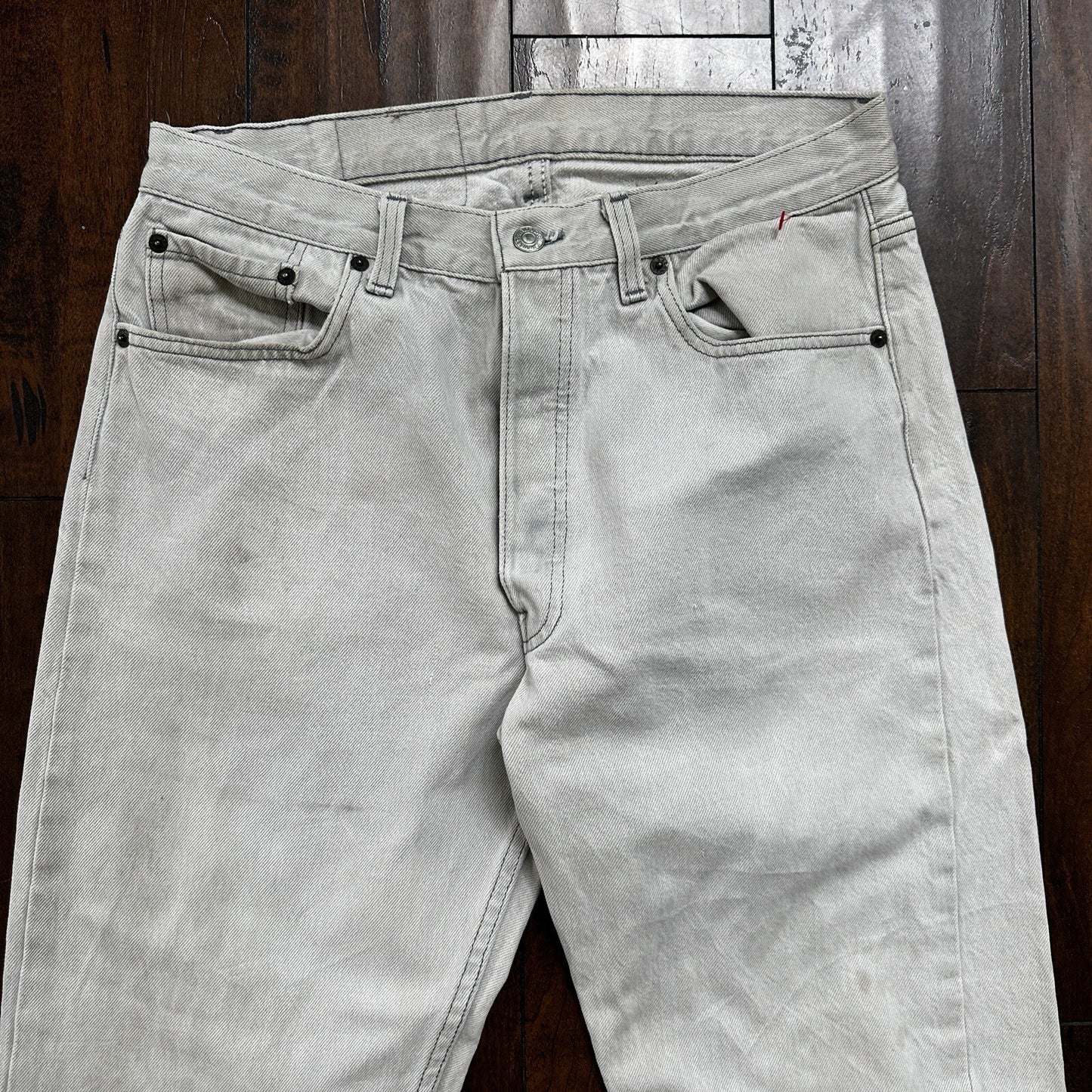 VTG 90s Levis 501 Button Fly 34x32 USA Tag Jeans Grey Wash XX Act 31x31
