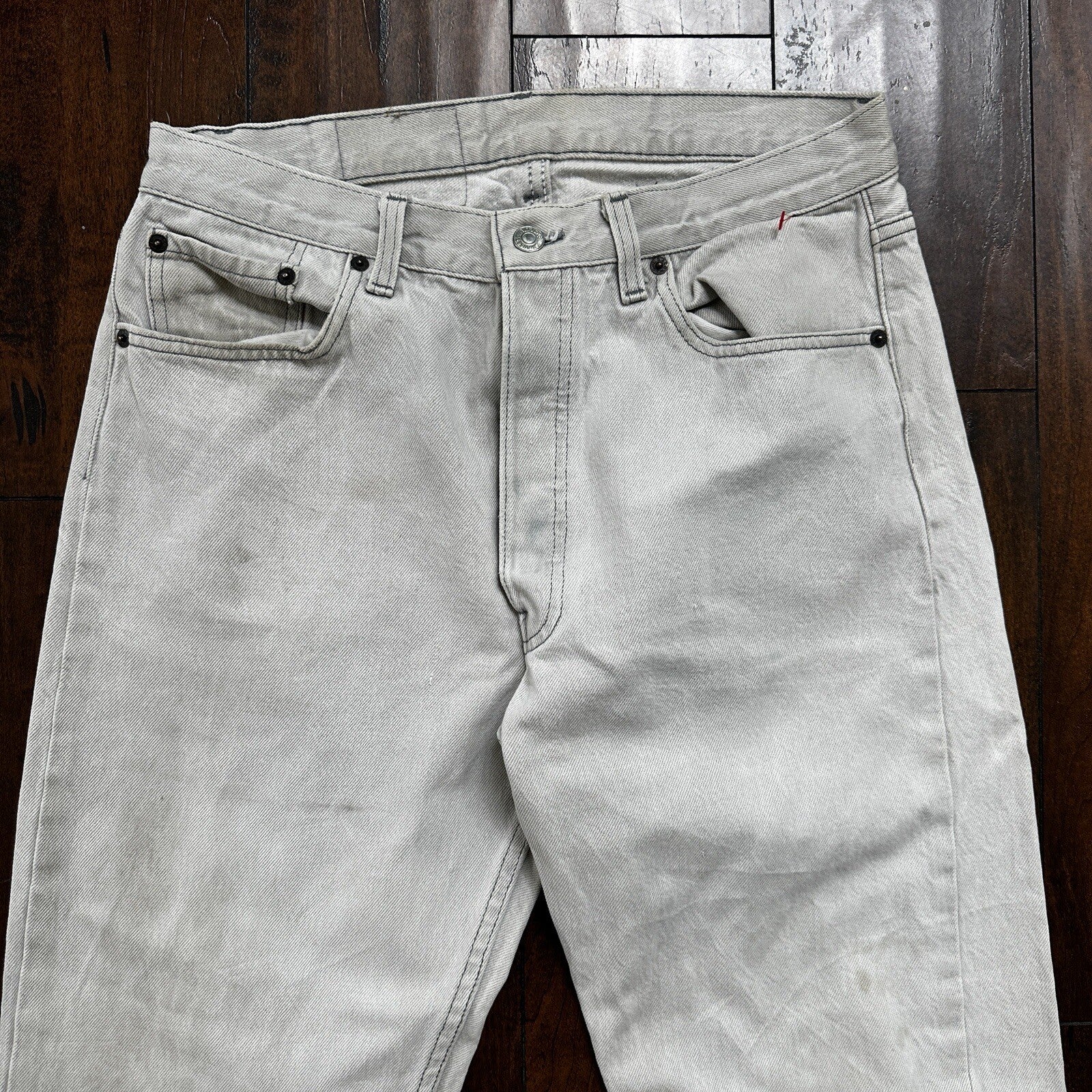 VTG 90s Levis 501 Button Fly 34x32 USA Tag Jeans Grey Wash XX Act 31x31