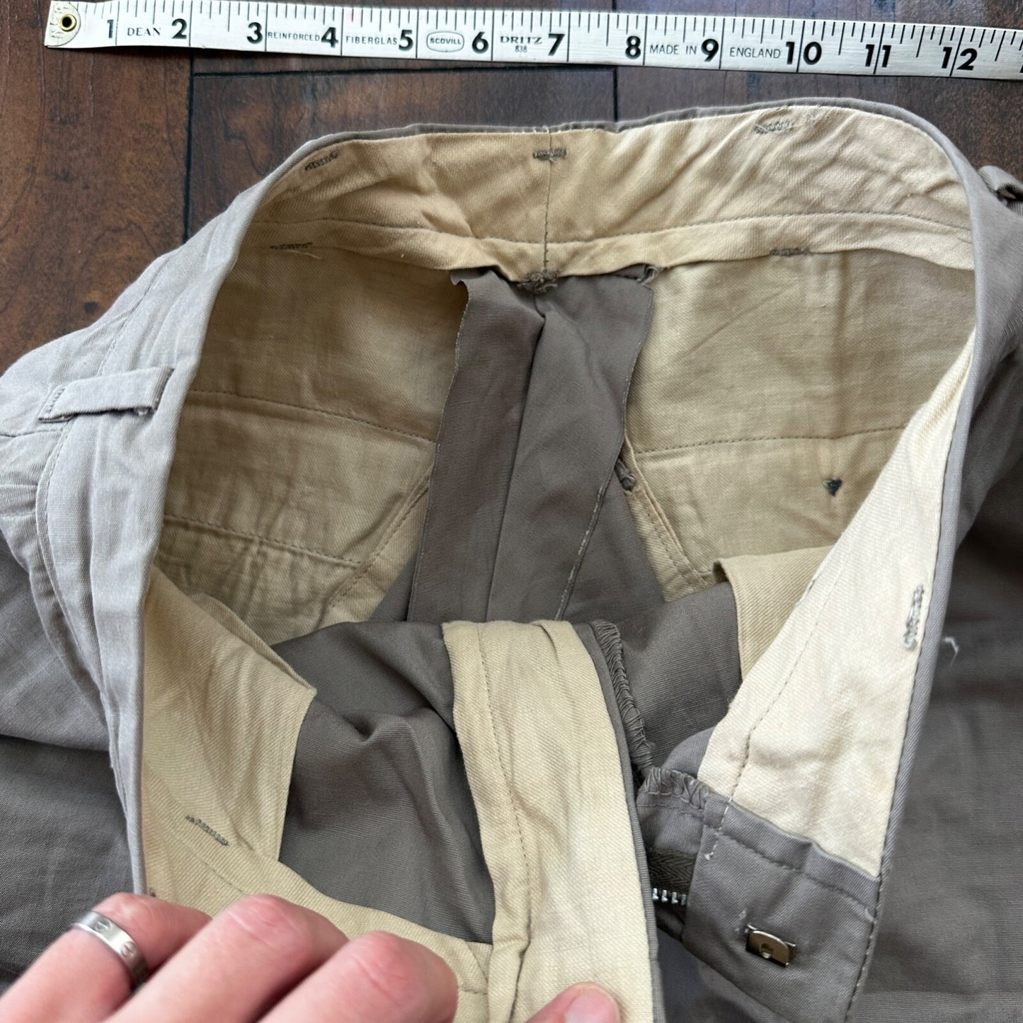 VTG 60s Brown Dress Pants Trousers Talon Fly Size 26x29 1960s Slacks Light