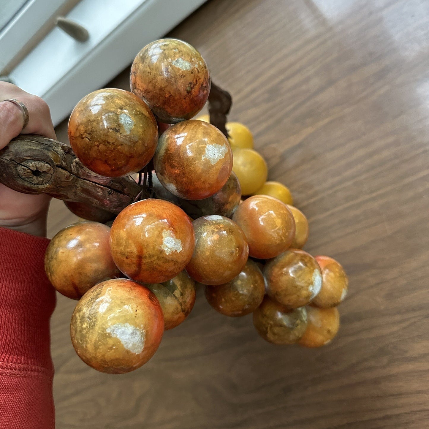 VTG Gold Lucite Acrylic Grapes Mid Century MCM Retro 1960s Cluster Yellow Set 2