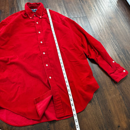 Polo Ralph Lauren Red Button Down Work Shirt Dress Vtg Up Y2K 90s Western Blake