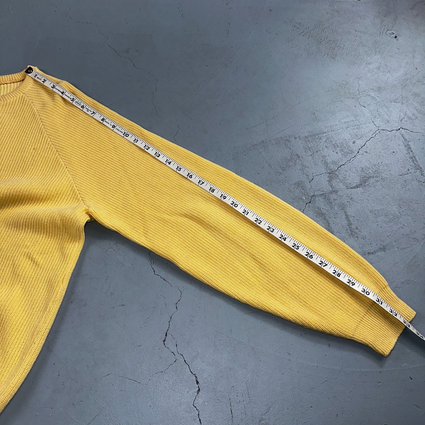 Lord Jeff Mens Chunky Knit Pullover Crewneck Sweater Fine Cotton USA Yellow XL