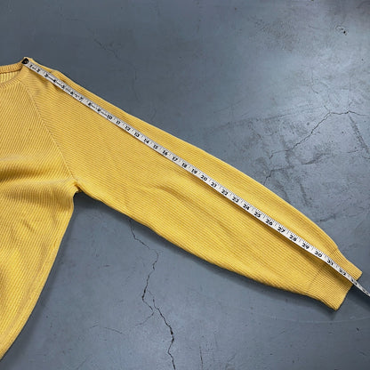 Lord Jeff Mens Chunky Knit Pullover Crewneck Sweater Fine Cotton USA Yellow XL