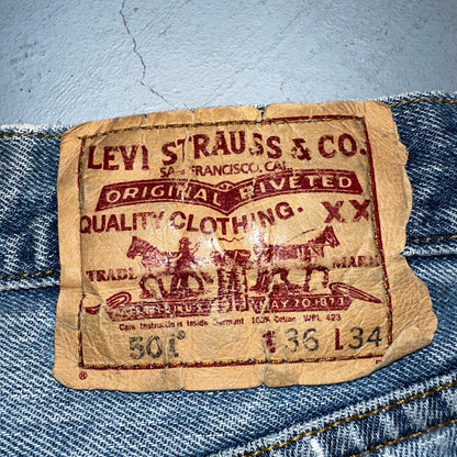 Levis 501 Vintage Y2K XX Straight Leg Jeans Blue Light Wash 36x34 Act 35x32