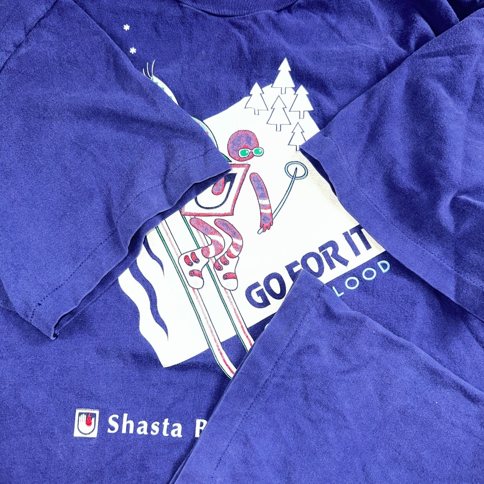 Mountain Ski Shasta VTG T Shirt Blood Center Medical Fun Graphic 90s Hanes Beefy