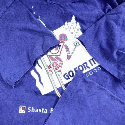 Mountain Ski Shasta VTG T Shirt Blood Center Medical Fun Graphic 90s Hanes Beefy