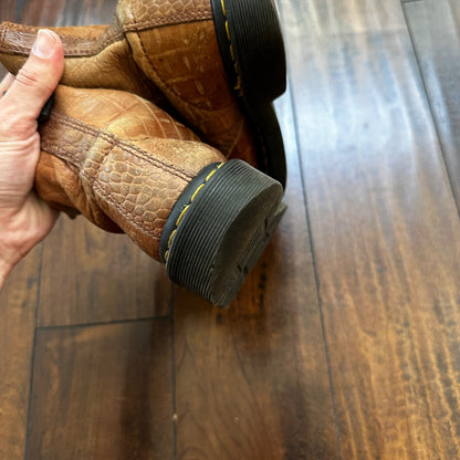 Dr. Martens Pascal Croc Brown Leather Lace-up Boots Women’s Size 6 HEAVY USED