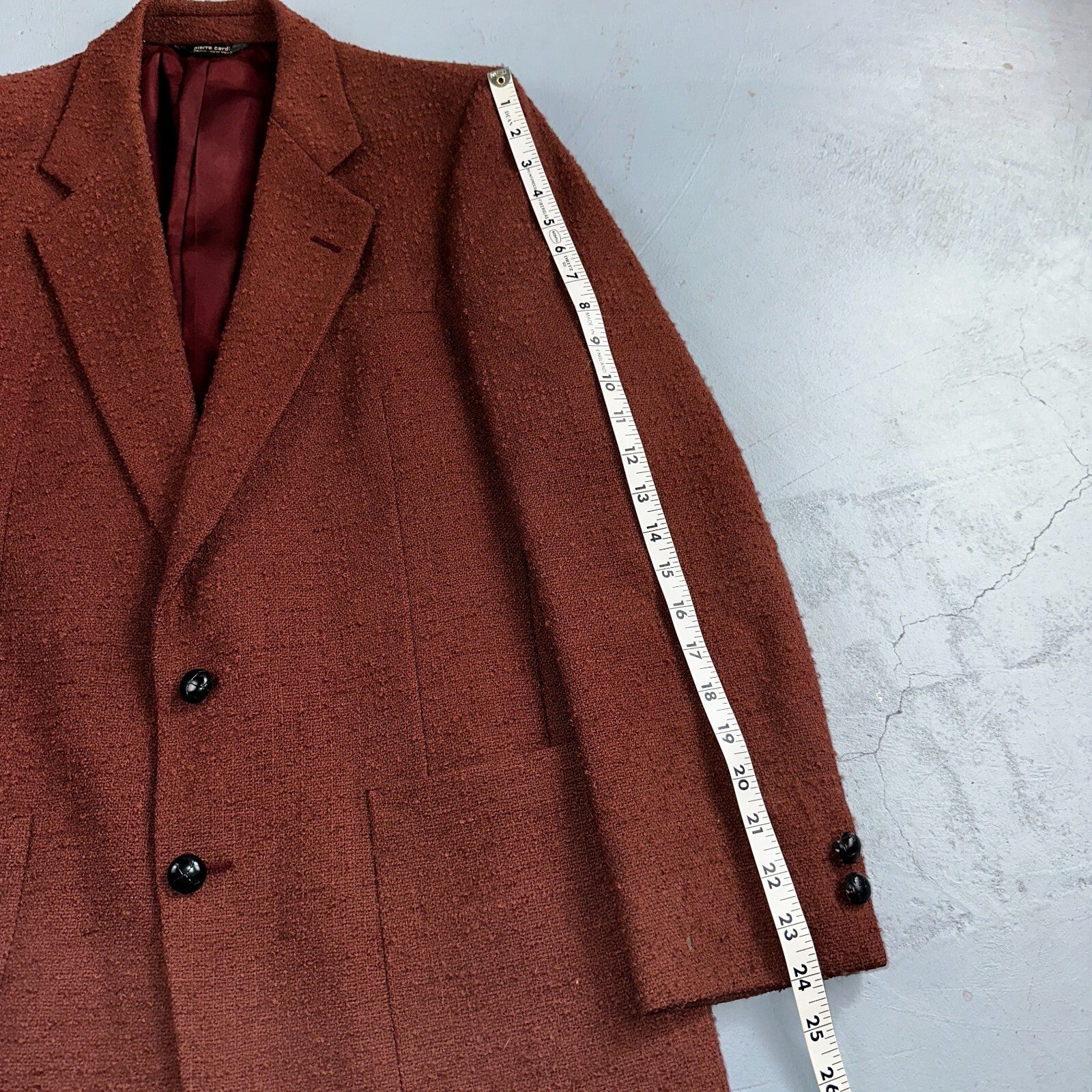 VTG Mens Suit 38 Jacket Sport Coat Rockabilly 80s 90s Red Orange Pierre Cardin