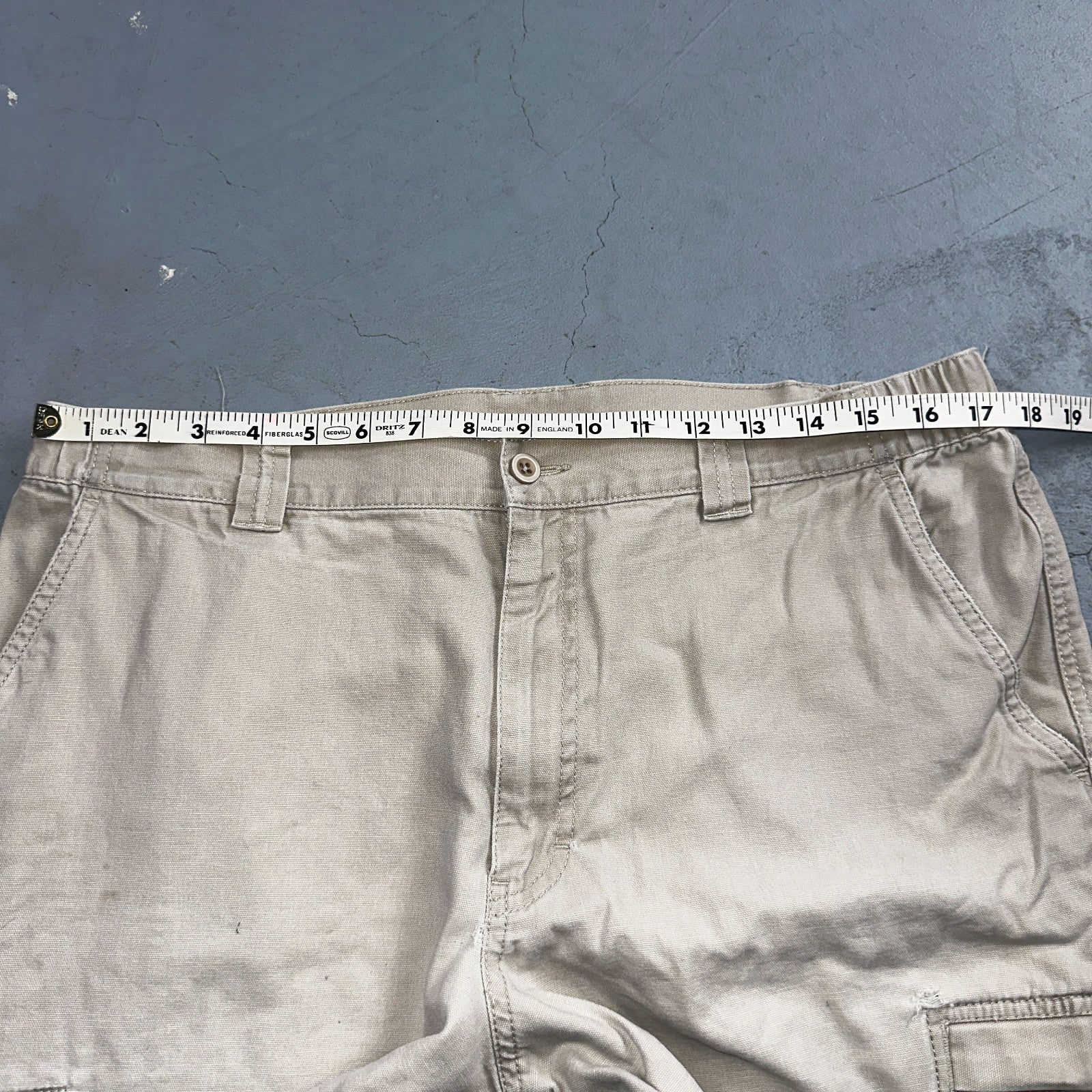 Vintage LL Bean Mens 36x30 Light Stonewashed Cargo Pants Trousers Beige 90s