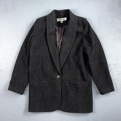 Vintage Valerie Steven’s Gray Black Wool & Cashmere Blend Blazer Women’s Sz 8