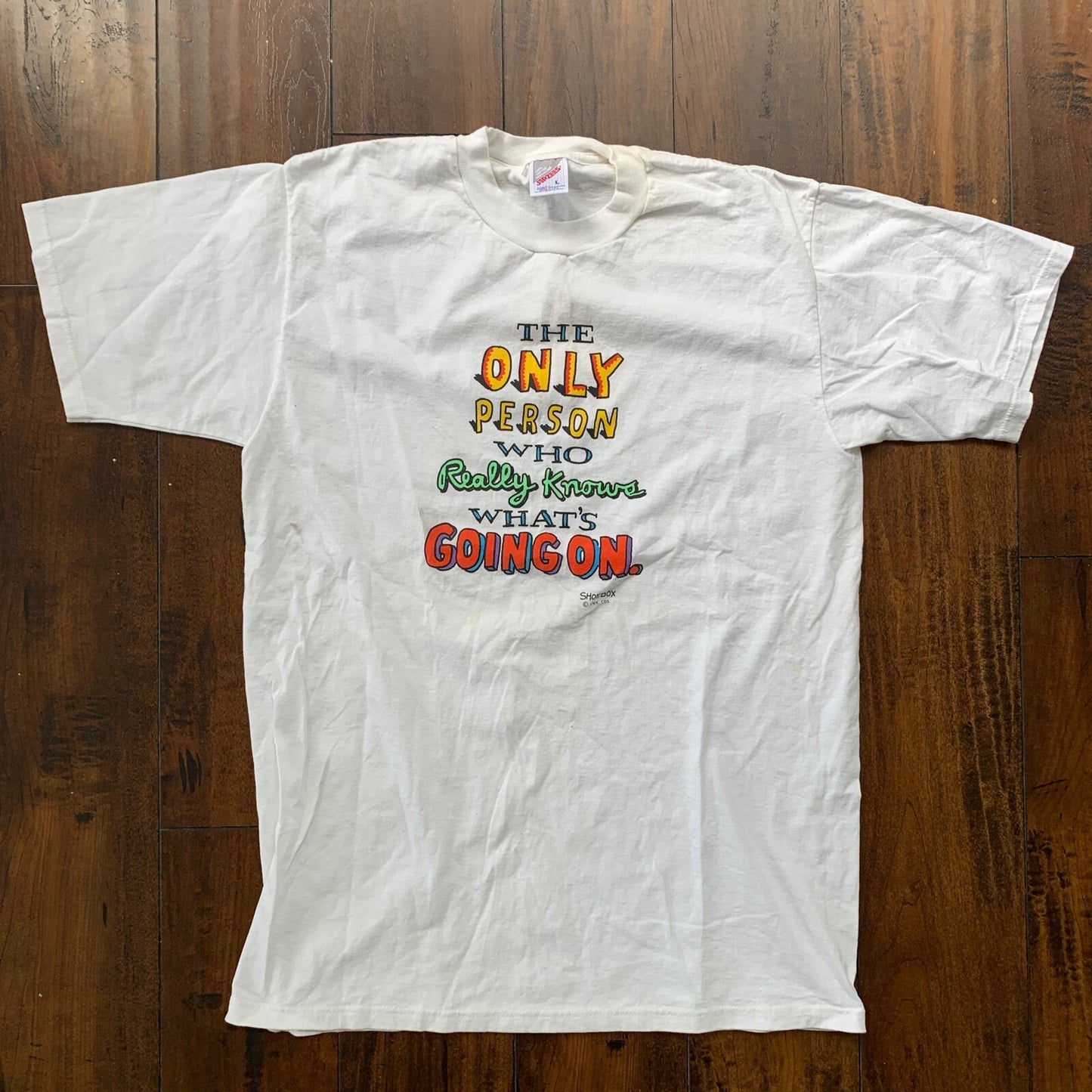 Only Person Knows Whats Going On Vintage T Shirt Humor Funny Adult Rap Quote 