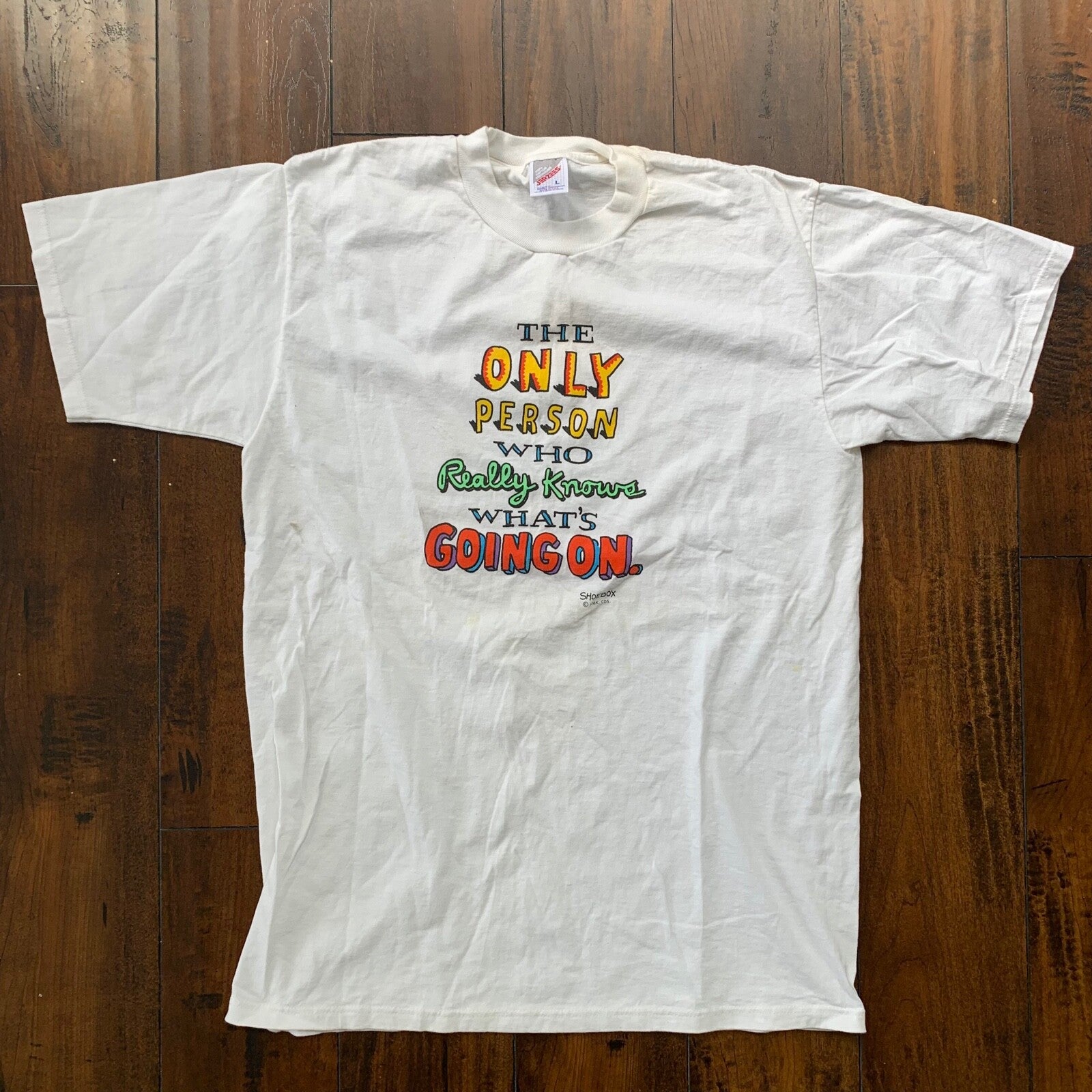 Only Person Knows Whats Going On Vintage T Shirt Humor Funny Adult Rap Quote 