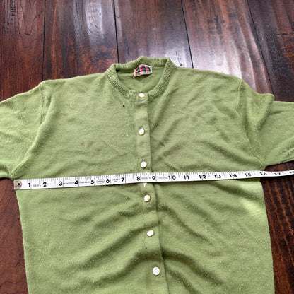 Vintage USA Rockabilly Womens Cardigan 60s 70s Top Green Thrashed Kurt Cobain