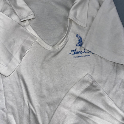 Shore Cliff Pismo Beach California VTG T Shirt 70s USA Womens Basic Polo White