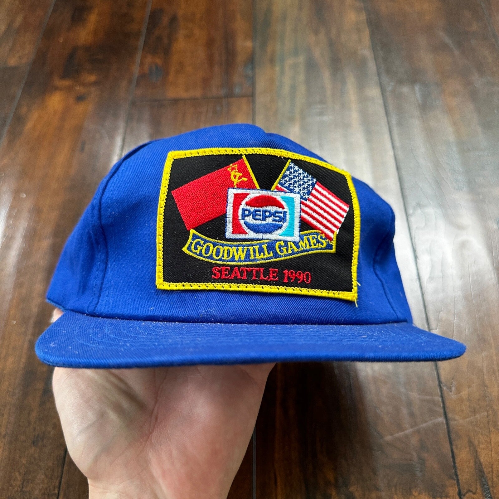 Goodwill Games Seattle 1990 VTG Hat Cap Snapback Blue Bins Pepsi USA