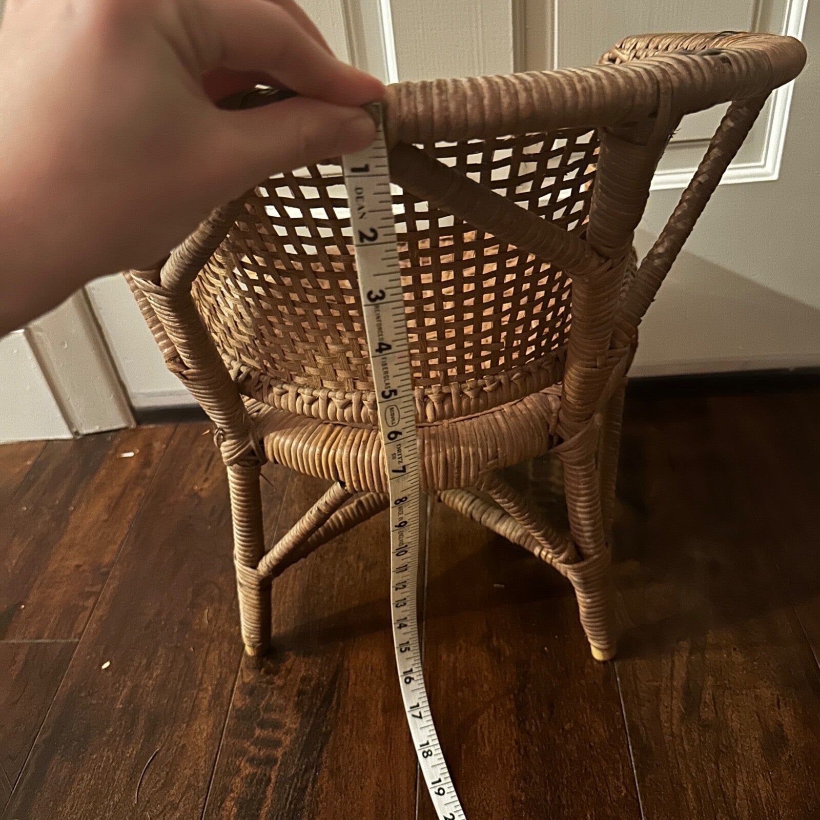 VTG 70s Cane Rattan Wicker Ceylon Natural Cane Seat Kids Chair 1970s Cat Cute