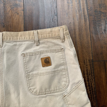 Vintage USA Made Carhartt Men's Thrashed Canvas Carpenter Shorts 90s Double Knee