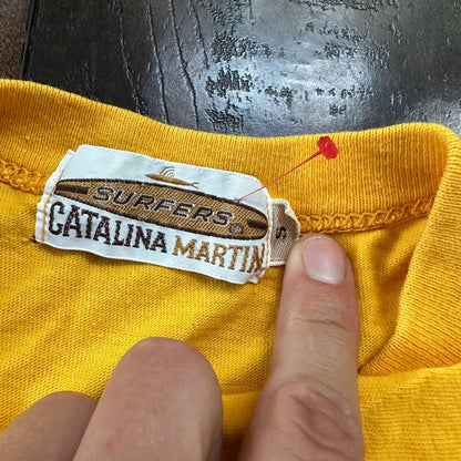 Surfers Catalina Martin 1950s 50s Rockabilly Vintage T Shirt Yellow Gold Blank