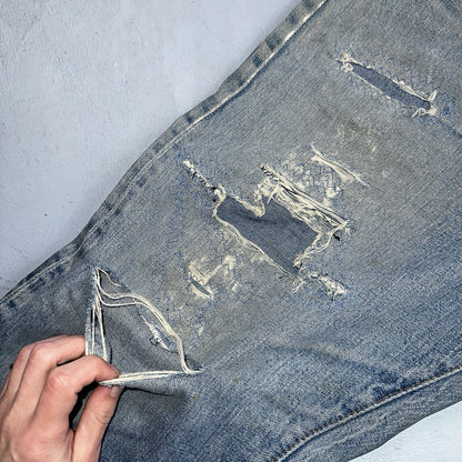 Levis 501 VTG 70s SS Redline Selvedge Jeans XX Med Wash Thrashed Act 35x26