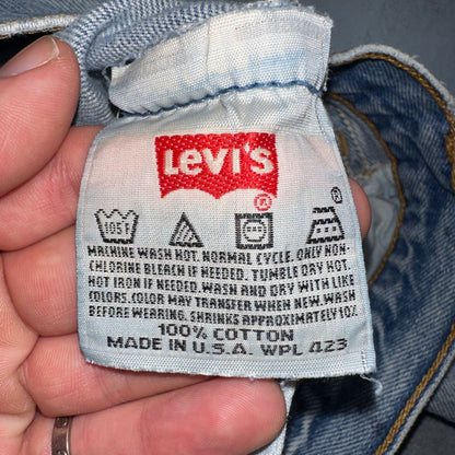 Levis 501 Vintage 90s USA XX Straight Leg Jeans Blue Light Wash 38x36 Act 34x31