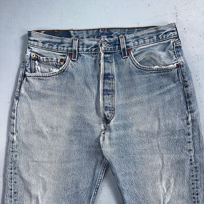 Levis 501 Vintage 90s USA XX Straight Leg Jeans 34x36 Light Wash Act 30x31