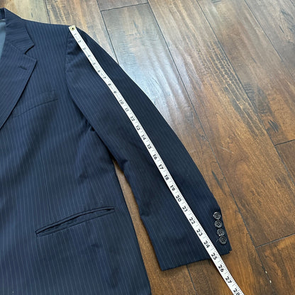 1960s Navy Blue Sport Jacket VTG Mens Suit 44 38x28 Rockabilly Pinstripe Pants
