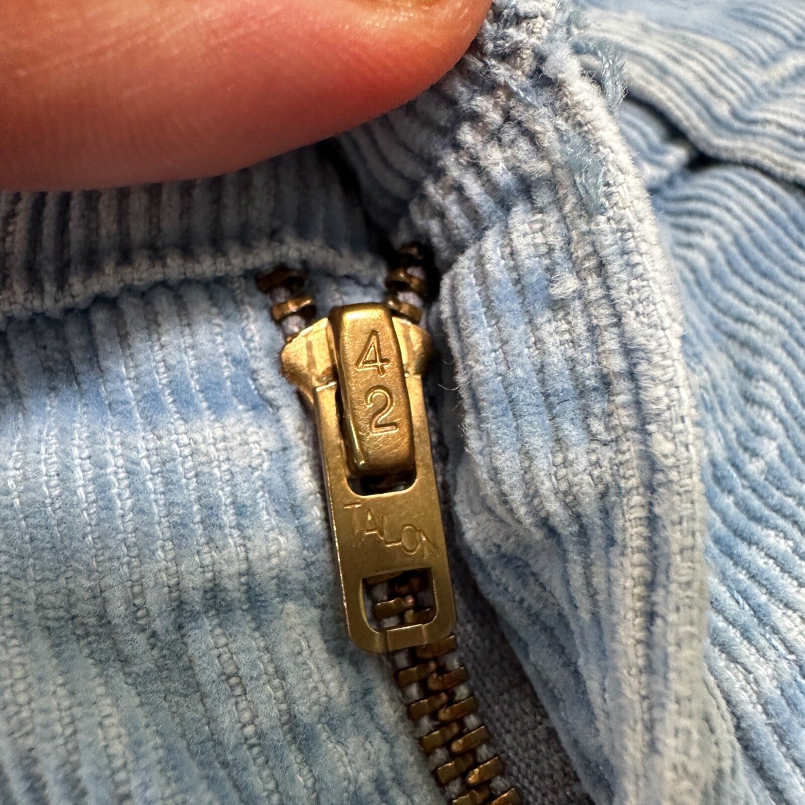 VTG 684 Corduroy Pants Bell Bottom USA 32x27 Boot Cut 1970s 70s Blue Talon