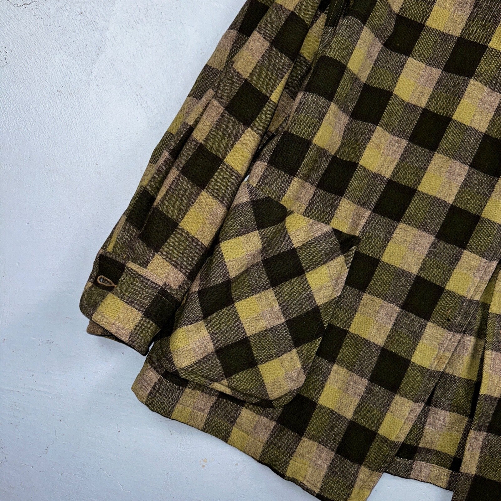 Pendleton 49er Blazer Mens L Yellow Green Wool Plaid Jacket Vintage 60s 1960s