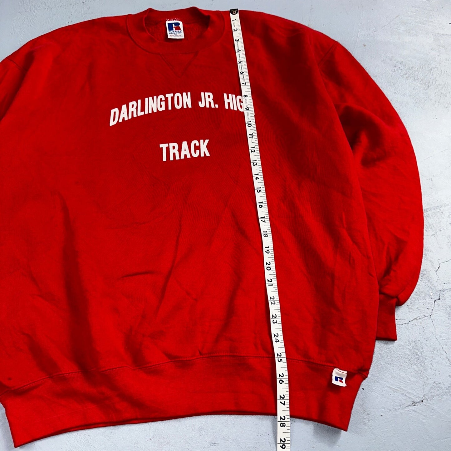 Russell Athletic USA XL Sweatshirt 90s VTG Crewneck Darlington Jr High Track Red