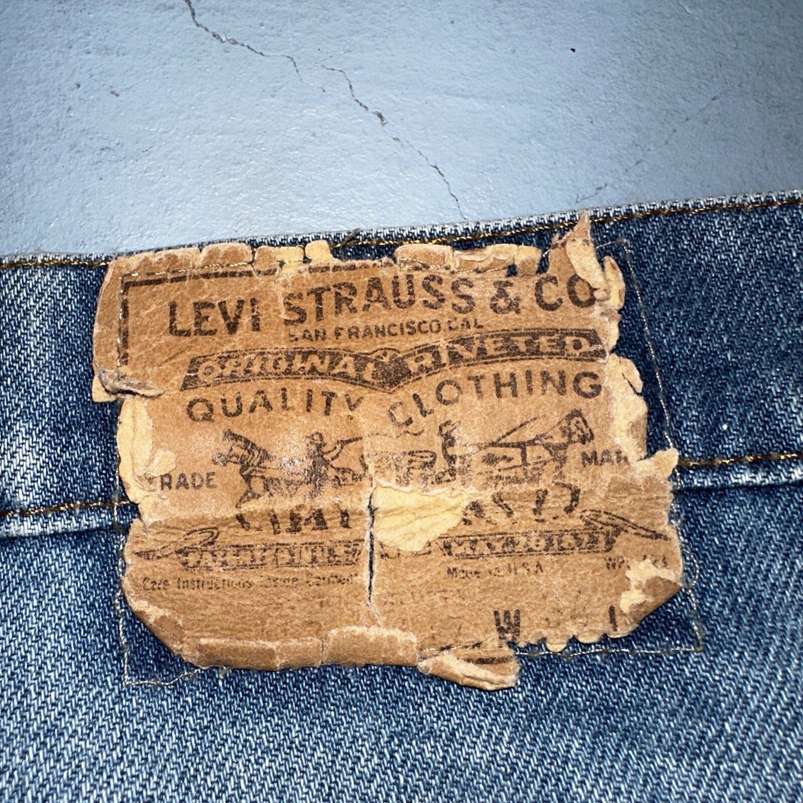 Levis 517 Vintage 80s USA Orange Tab Bootcut Flare Blue Worn Jeans Act 34x26