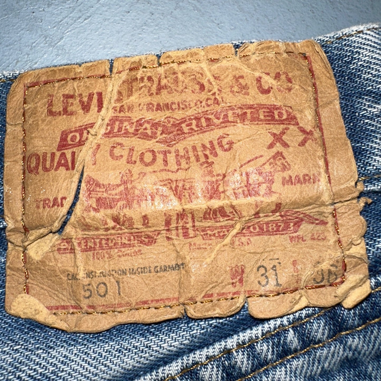 Levis 501 Vintage 80s Redline Selvedge USA Light Wash Jeans 31x36 Act 29x32