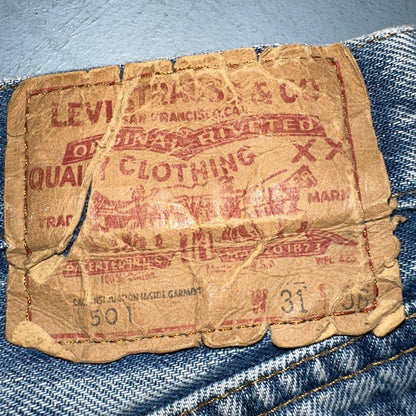 Levis 501 Vintage 80s Redline Selvedge USA Light Wash Jeans 31x36 Act 29x32