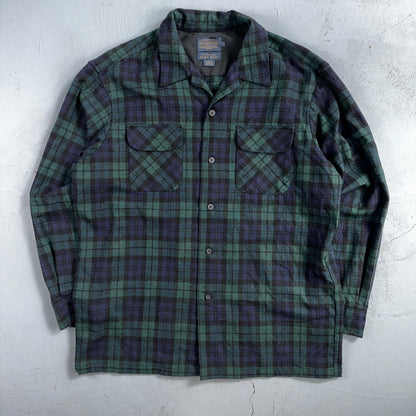 Pendleton Original Board Shirt Mens L Plaid Loop Collar 100% Wool Long Sleeve