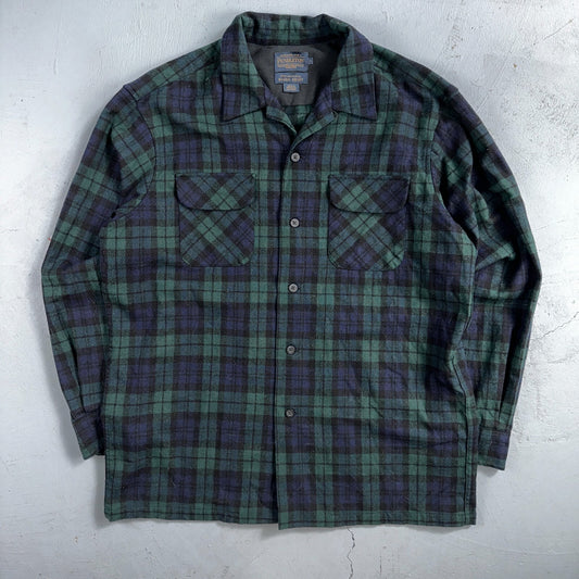 Pendleton Original Board Shirt Mens L Plaid Loop Collar 100% Wool Long Sleeve