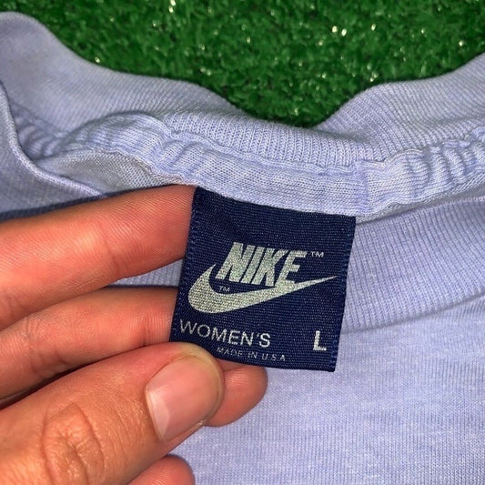 Nike Vintage T Shirt USA Rare Womens LGBTQ Rainbow Running Blue Tag 80s Swoosh