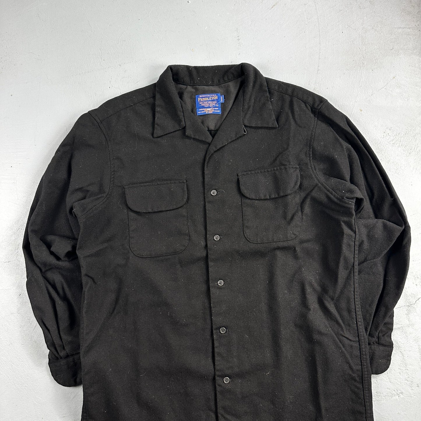 Pendleton Original Board Shirt BLACK 100% Wool Button Down Men’s Size L Long VTG